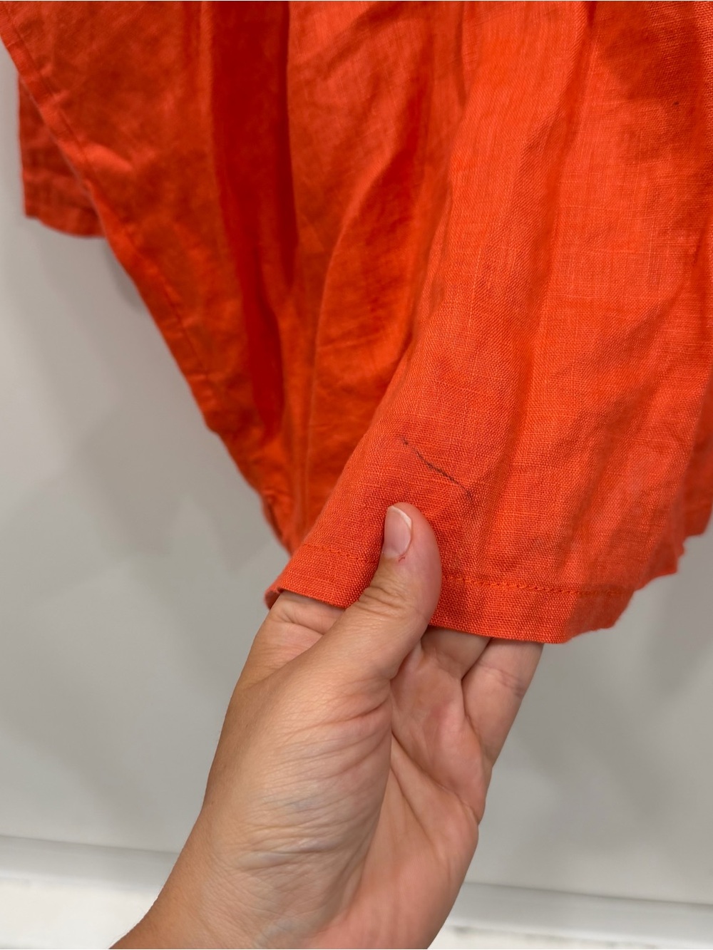 Planet by Lauren G Linen Handkerchief Blouse Buttondown Orange One Size - Picture 6 of 9